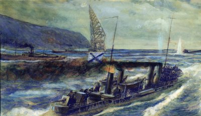De Duitse U-boot U 56 gezonken door de Russische torpedobootjager Grozovoi in de Barentszzee op 20 oktober 1916, 1940 door Mikhail Mikhailovich Semyonov